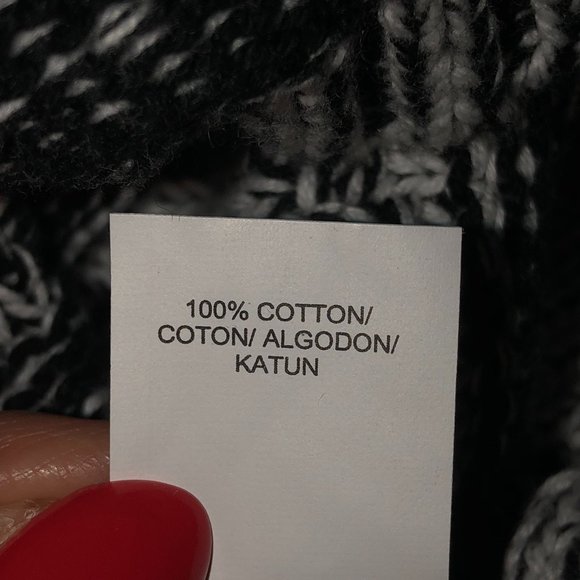 Lucky Brand Jacquard Black & White Geo Print Long Sleeve Sweater Y2K Classic - Picture 8 of 10